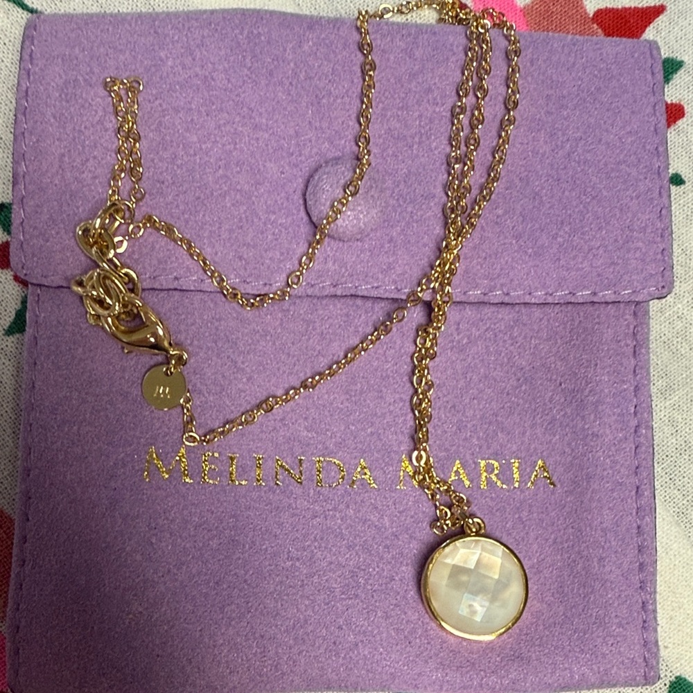 Melinda Maria gold Mother of Pearl Hunter Necklace NWOT